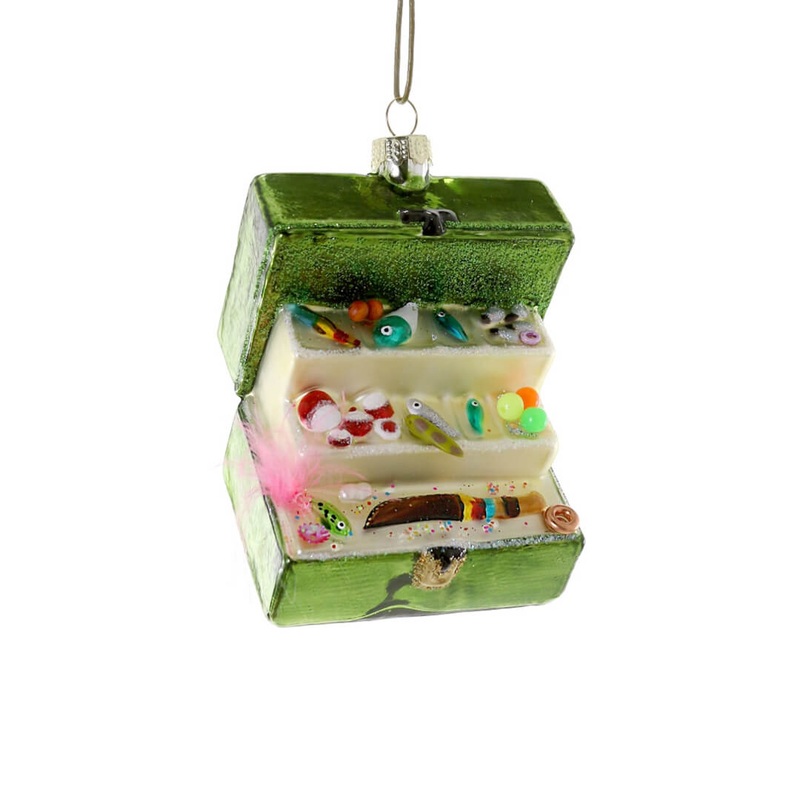 Green Tackle Box Ornament 3.75"