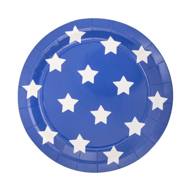 Lady Liberty Blue Stars Paper Plates 9"
