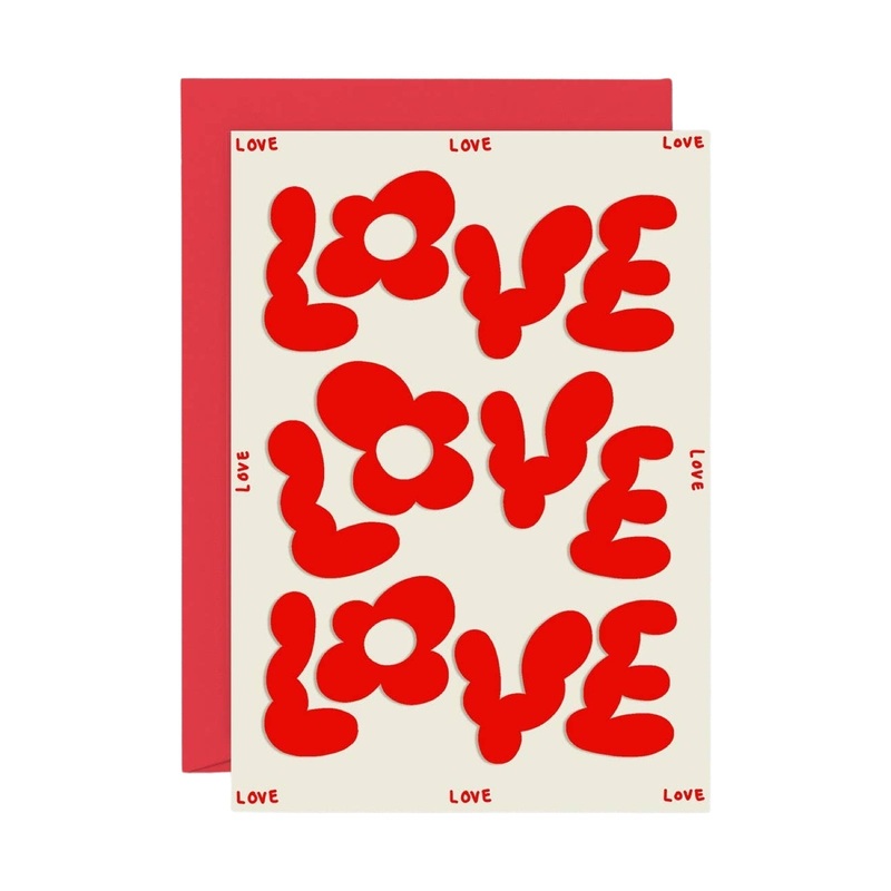 'Love Love Love' Embossed Greetings Card