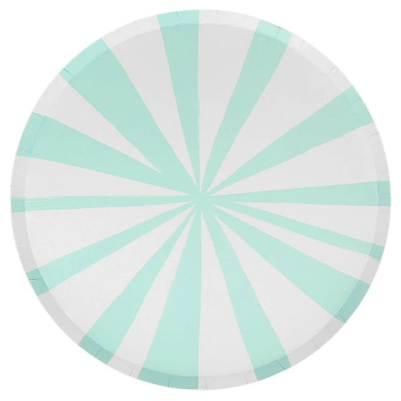 Meri Meri Party Mint Stripe Dinner Plates 10.5"