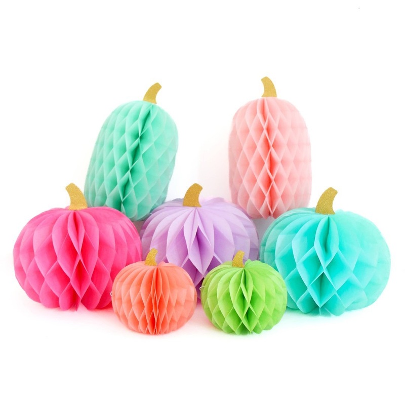 Mini Rainbow Honeycomb Pumpkins