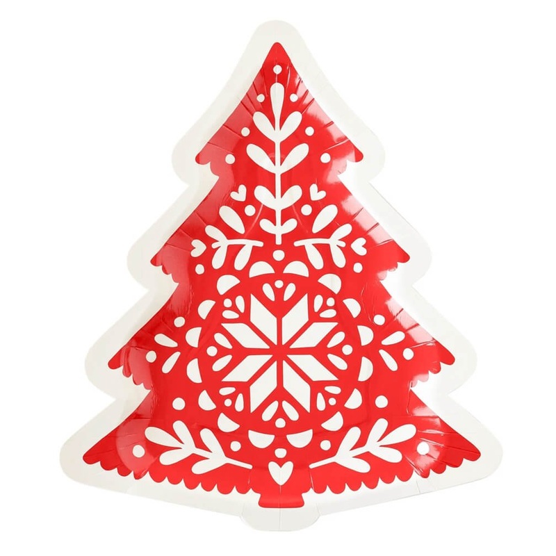 Nordic Christmas Tree Shaped Paper Plates 11"