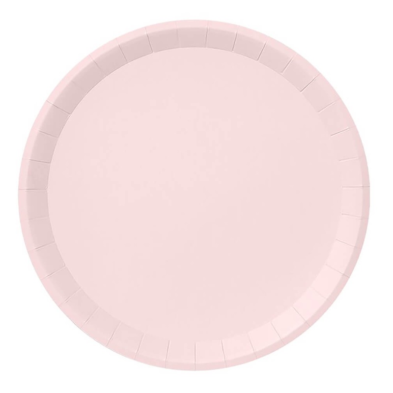 Pale Pink Classic Paper Party Large Plates 9.25"