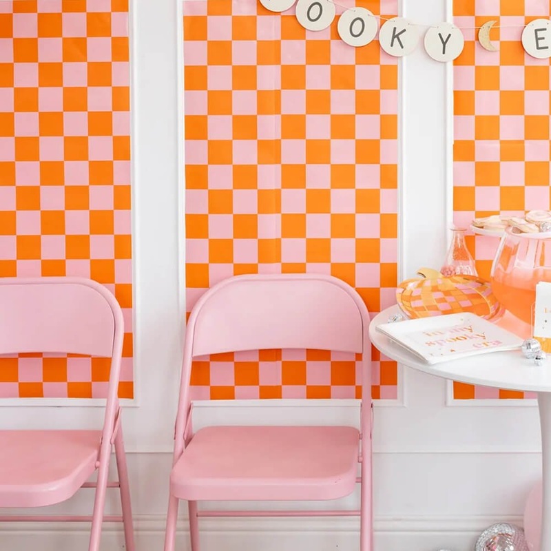 Pink & Orange Checkered Table Runner