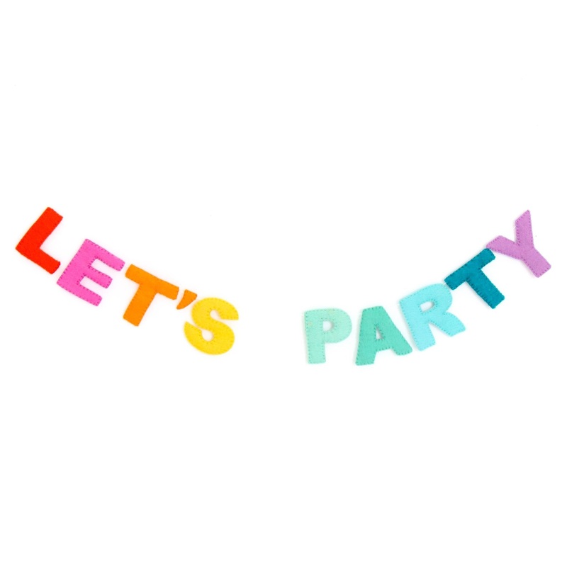 Rainbow LETS PARTY Felt Garland