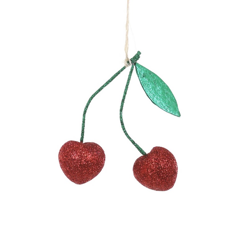 Red Cherry Hearts Ornament 3.5"