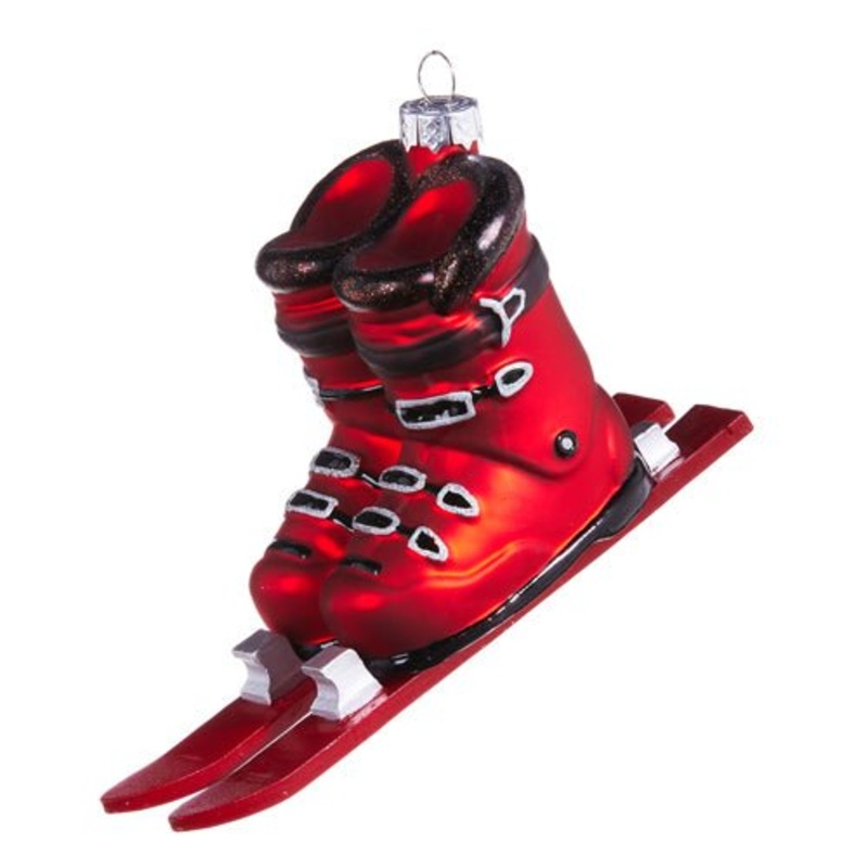 Red Ski Boots Ornament, 5.5"