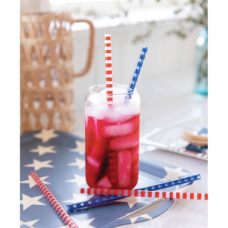 Red Stripe / Blue Star Reusable Straws