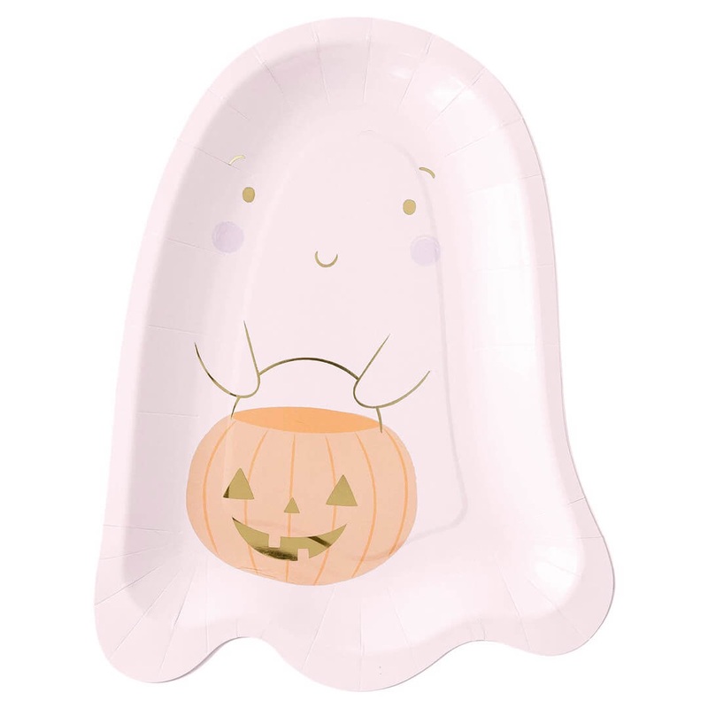 Trick-or-Treat Pink Ghost Plates 10"