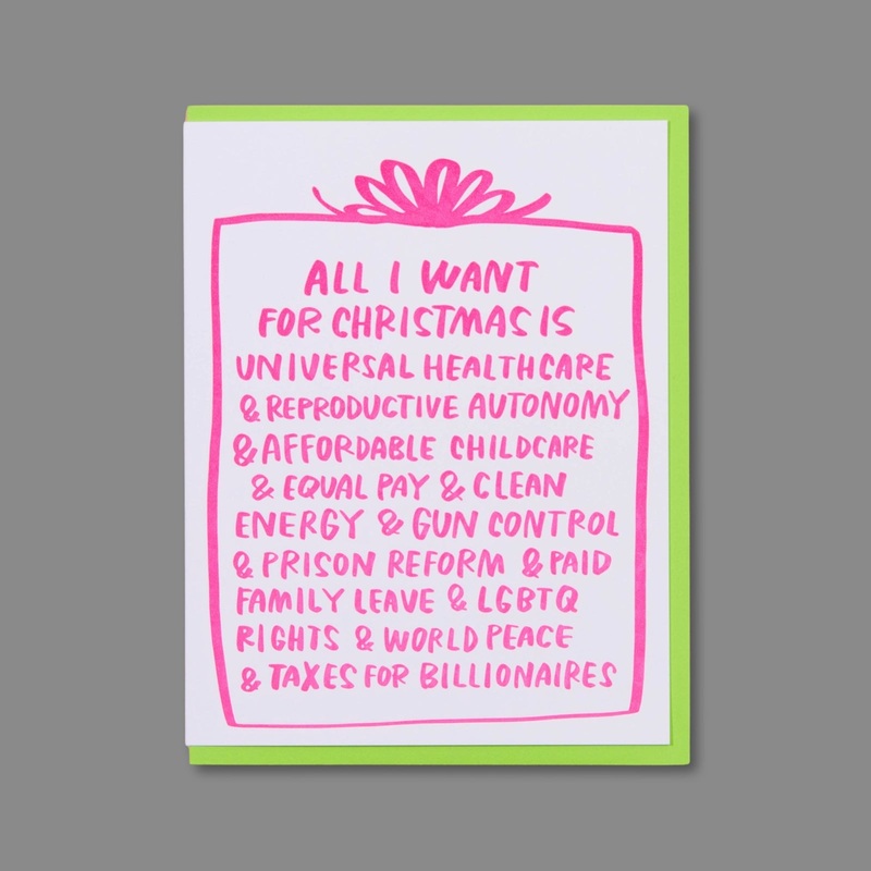 Woke Christmas Liberal Letterpress Greeting Card