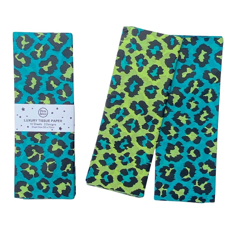 Apple Green & Jade Leopard Patterned Tissue Paper