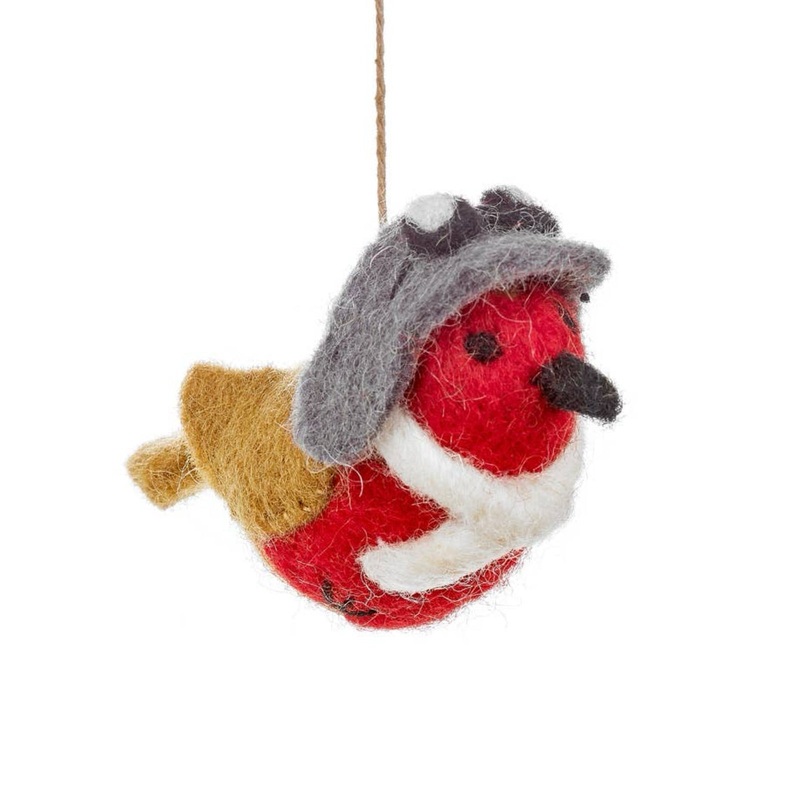 Aviator Robin Felt Ornament 4.25"