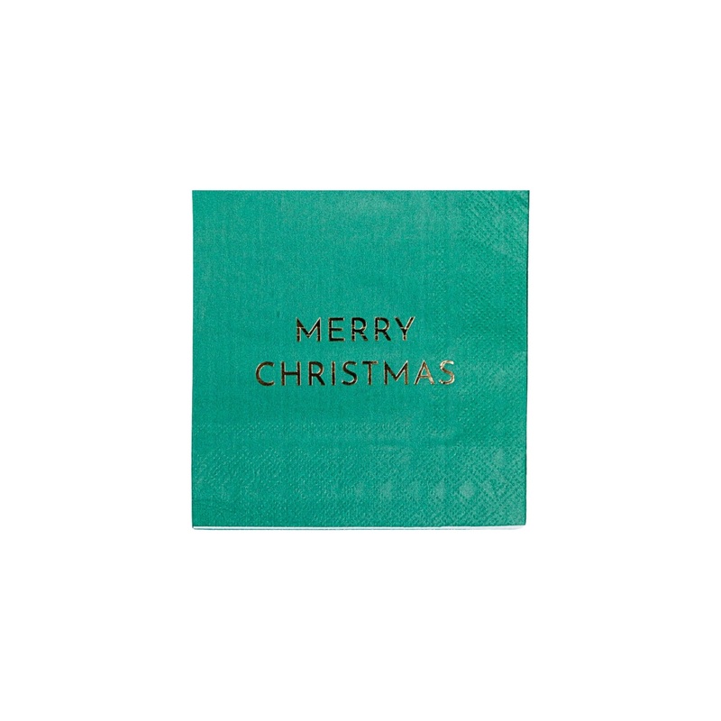 Emerald Green MERRY CHRISTMAS Cocktail Napkins