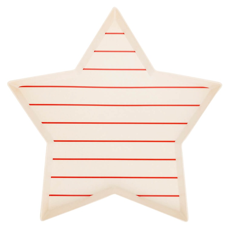 Hamptons Star-Shaped Red Stripe Reusable Bamboo Tray