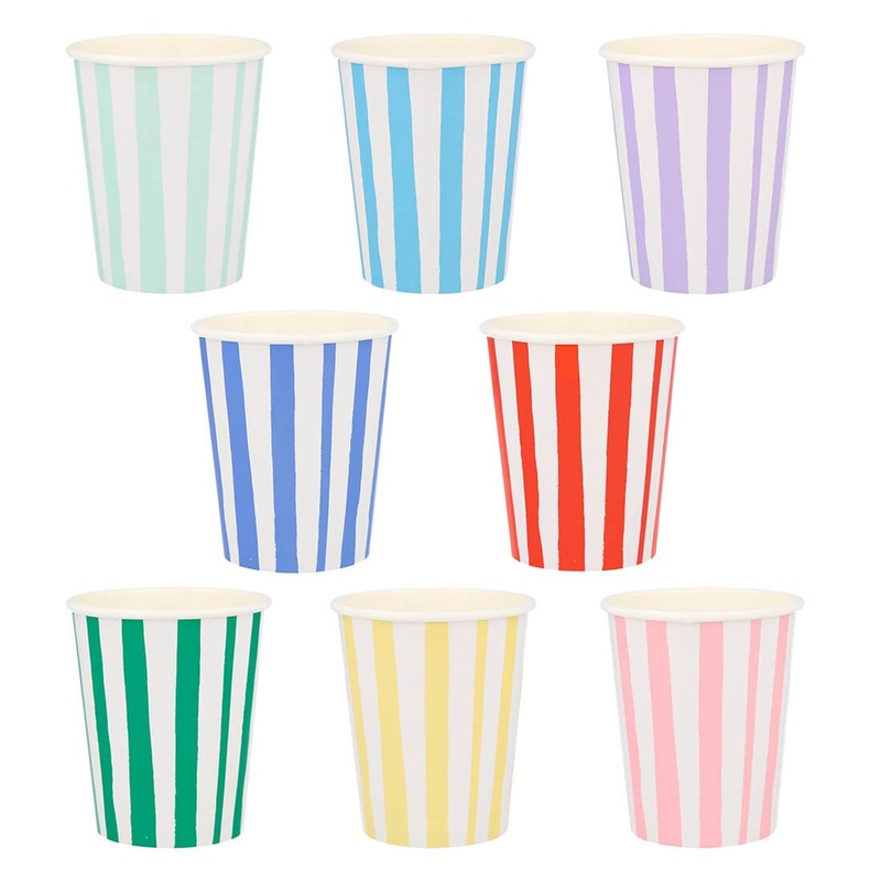 Meri Meri Party Multicolored Mixed Stripe Cups