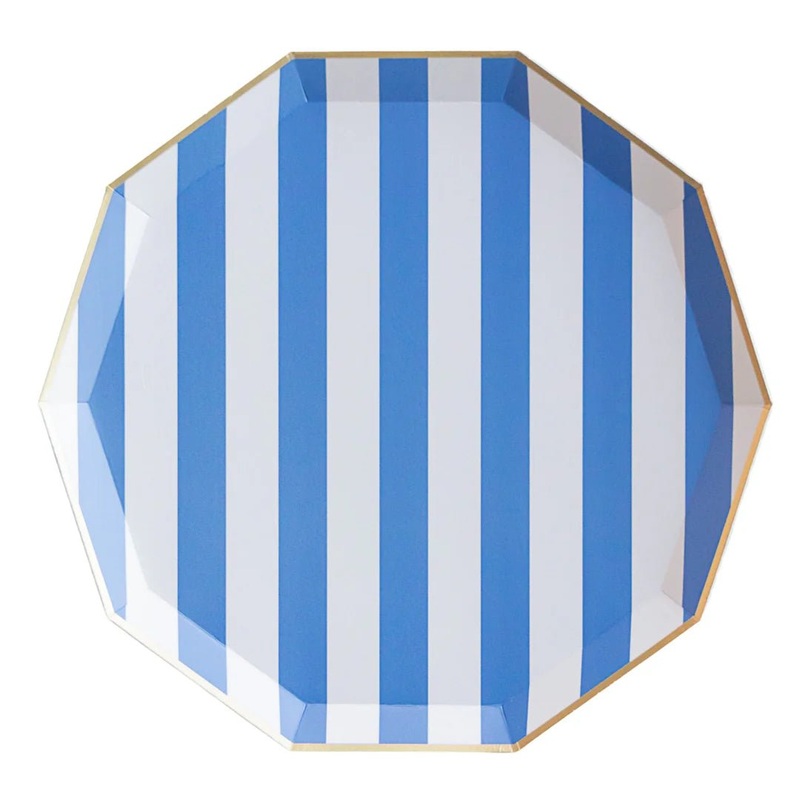 Palisades Blue Cabana Stripe Plates 10.75"