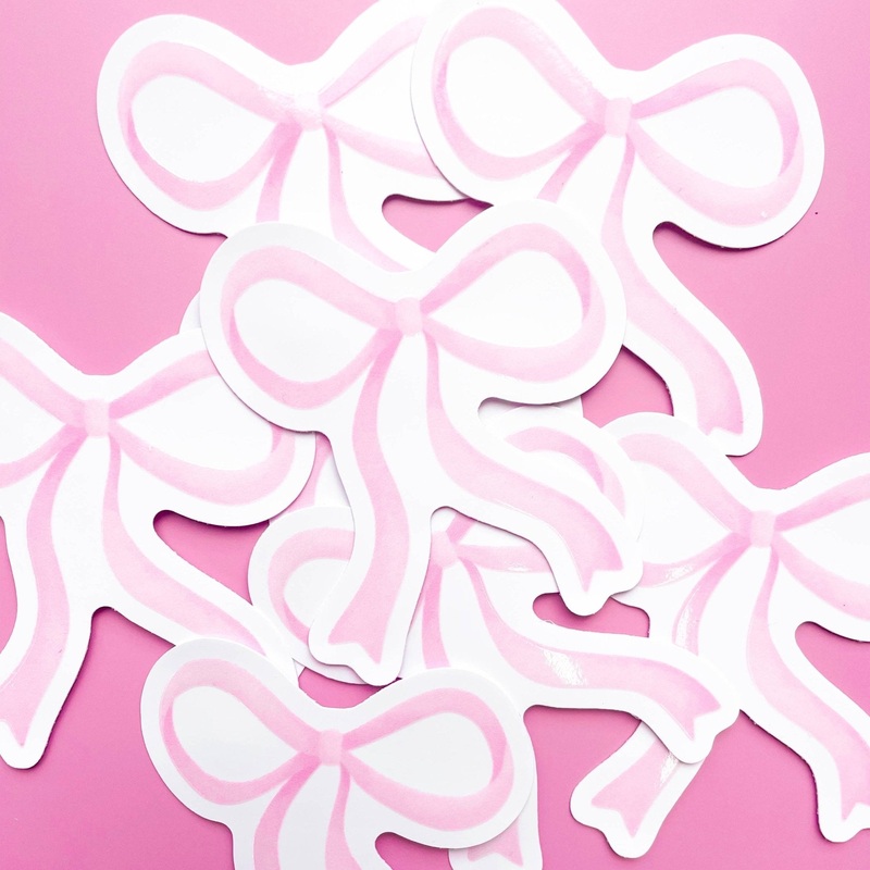 Pink Watercolor Bow Sticker