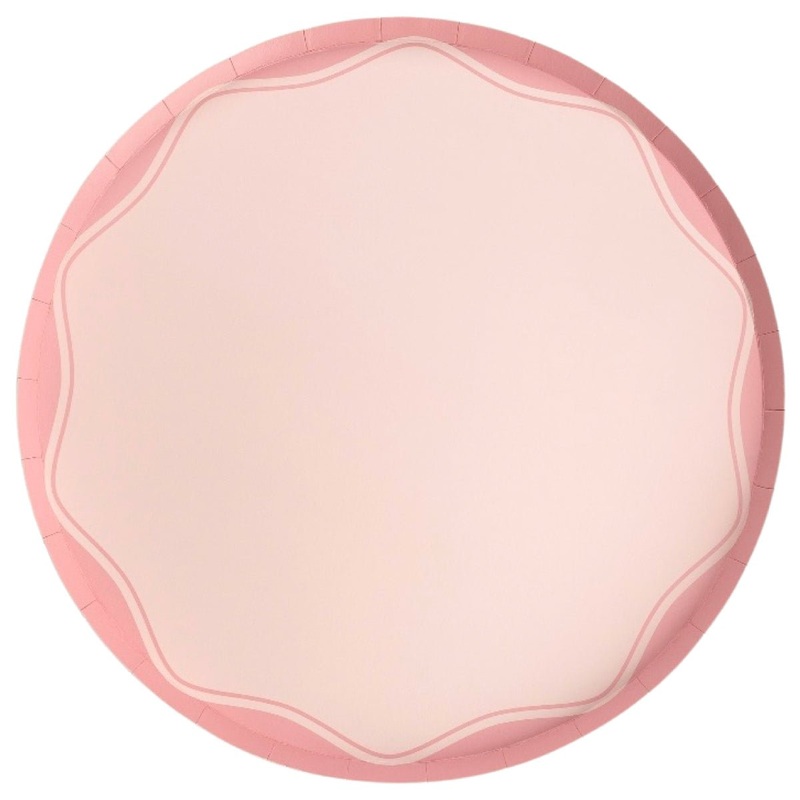 Pink Wave Color Block Paper Dinner Plates 10.5"