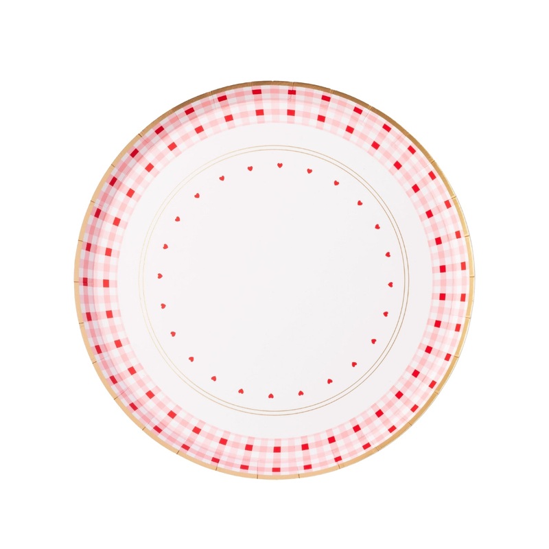 Plaid Heart Dessert Plates 8.25"