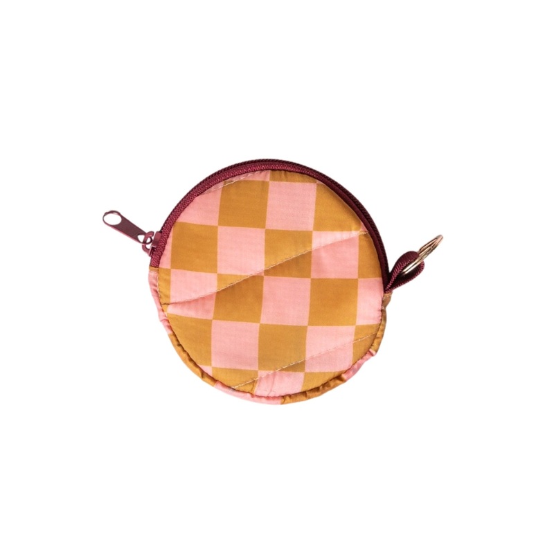 Puffy Checkered Key Ring Pouch
