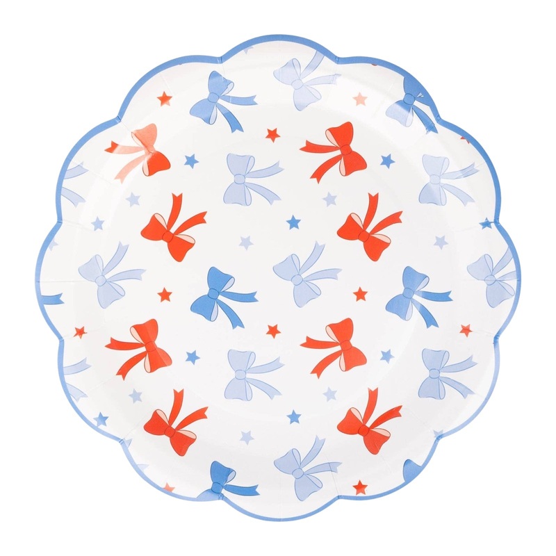 Red & Blue Summer Bow Plates 9"