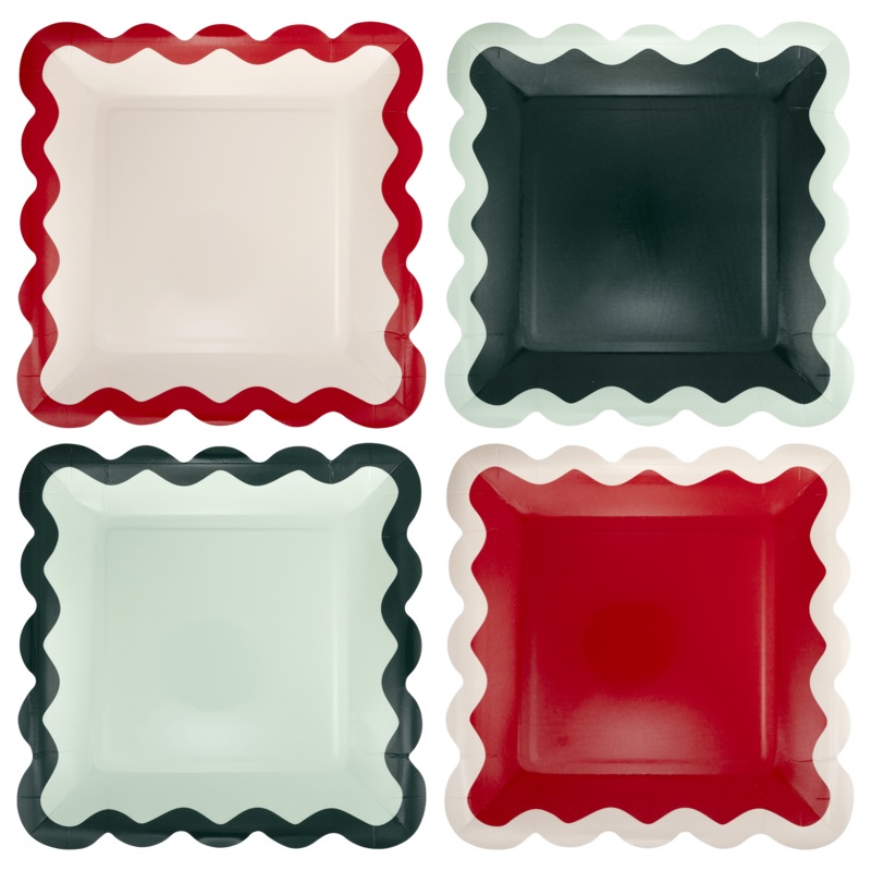 Red & Pink / Green & Mint Ric Rac Plates 9"