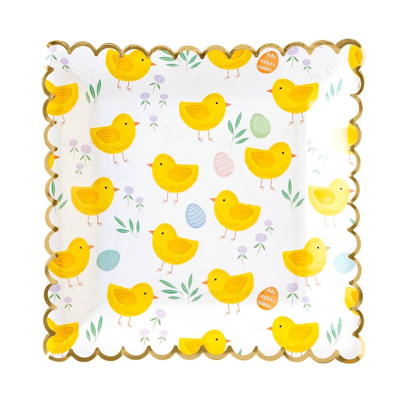 Scattered Chicks Scalloped Plates 9"