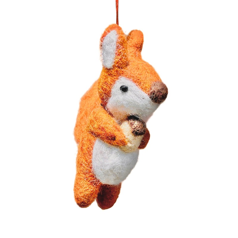 Squirrel w/ Acorn Felt Ornament