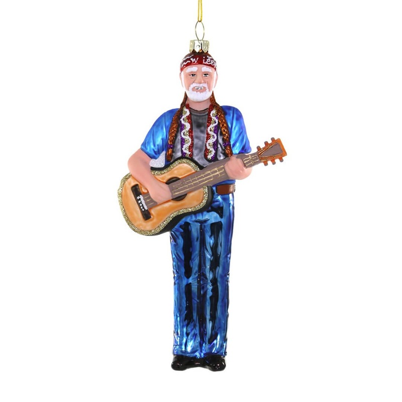 Willie Nelson with Guitar Ornament 7"