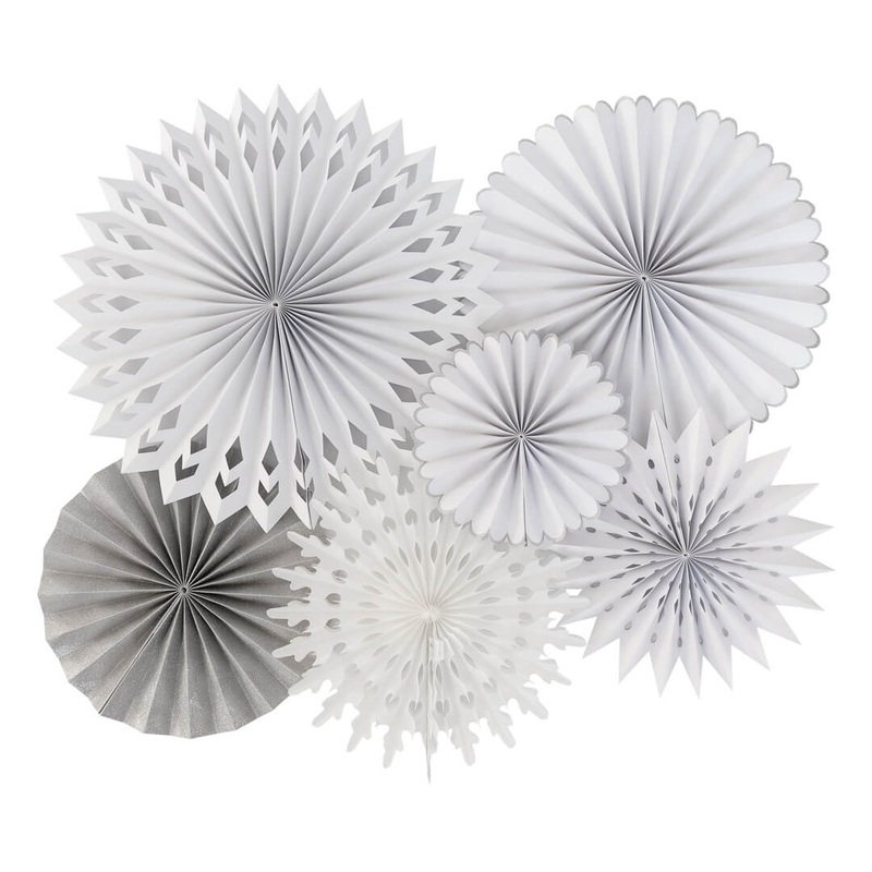 Winter White Decorative Fans Set