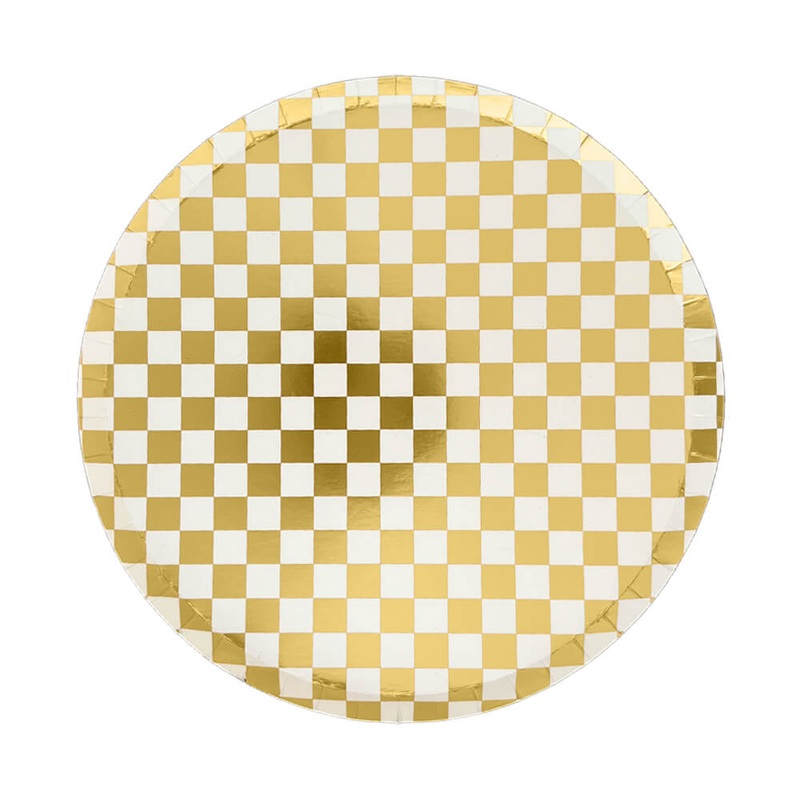 Check It! Gold Clash Paper Dessert Plates 8"