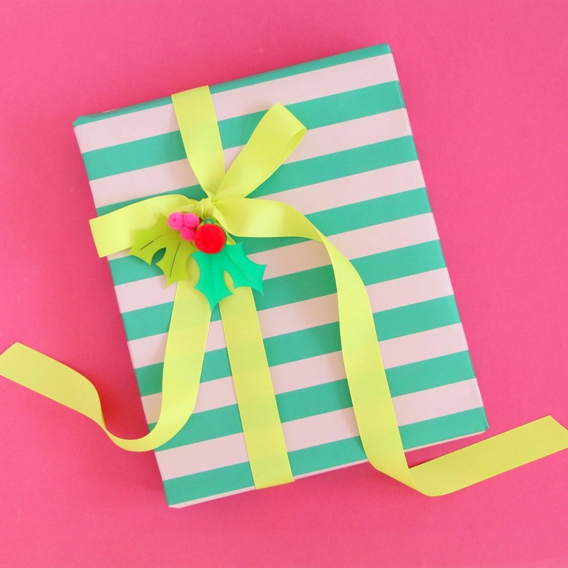 Emerald + Light Pink Striped Wrapping Paper Sheets
