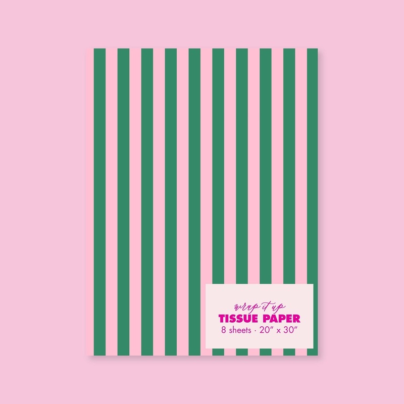 Green & Pink Stripe Tissue Paper