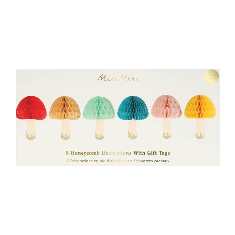 Meri Meri Party Honeycomb Mushroom Decorative Hangtags