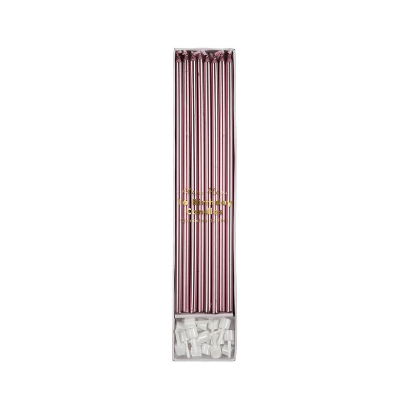 Meri Meri Party Metallic Pink Long Candles
