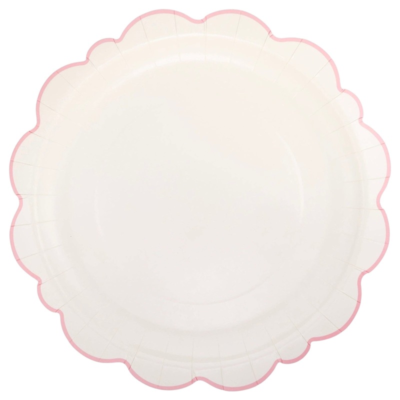 Pembroke Pink Edge Scalloped Paper Plates 12"