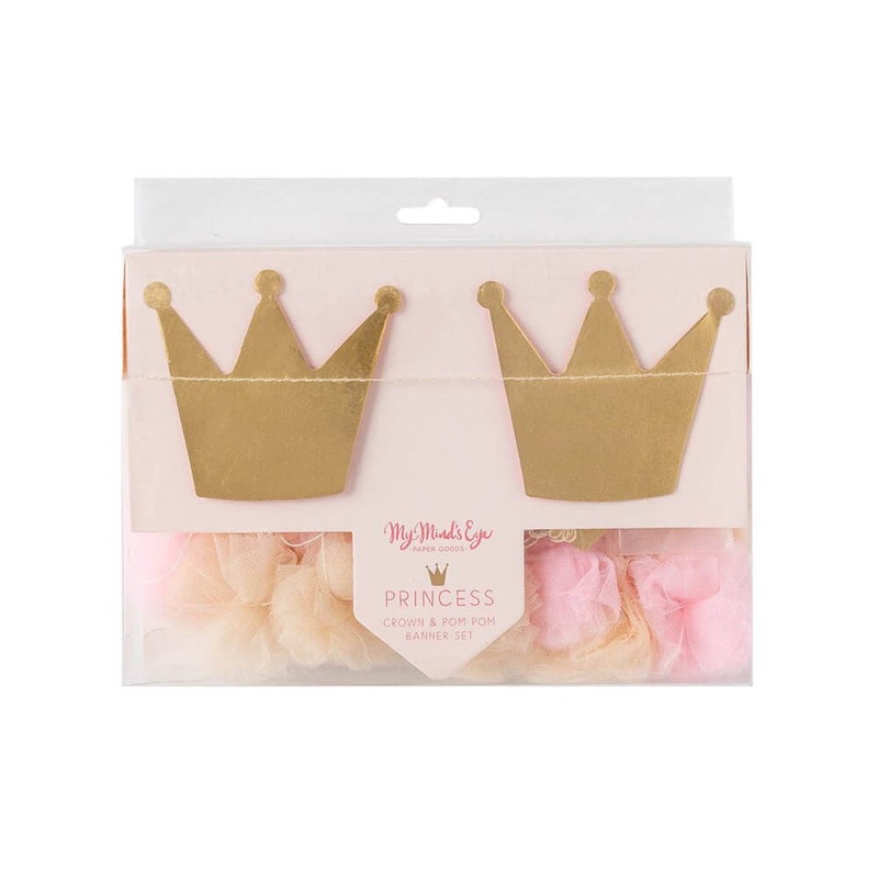 Princess Crowns & Pom Pom Tulle Banner Set