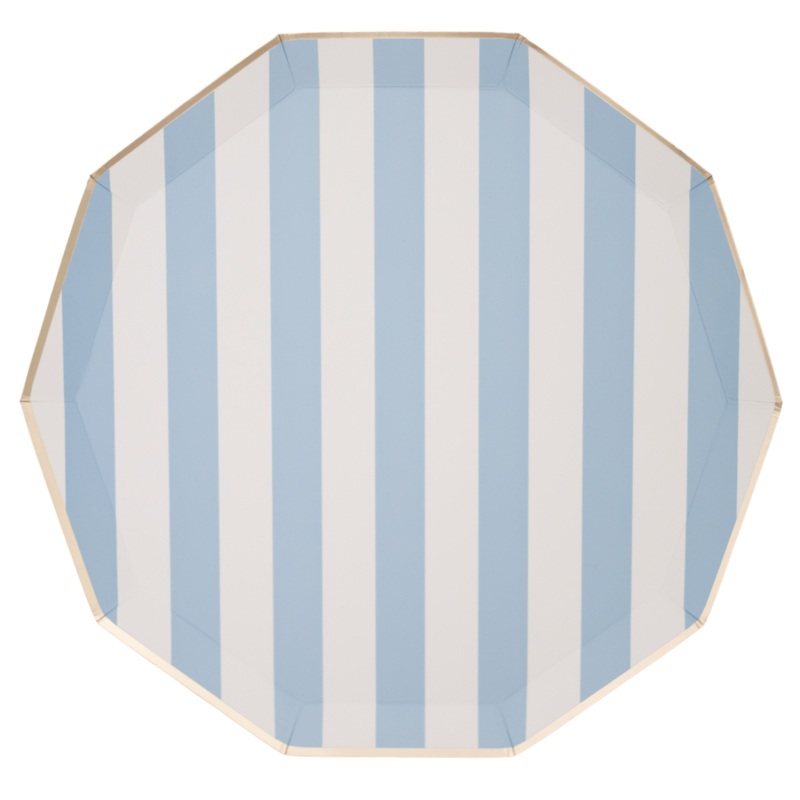 Sky Blue Cabana Stripe Dinner Plates 10.75"