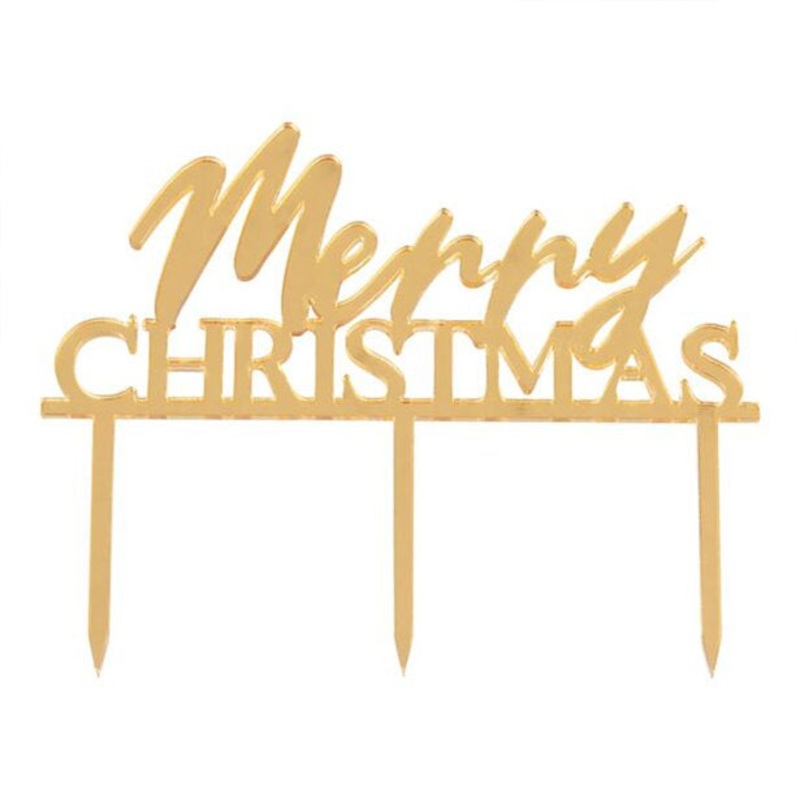 Cake Topper - Merry Christmas - Gold