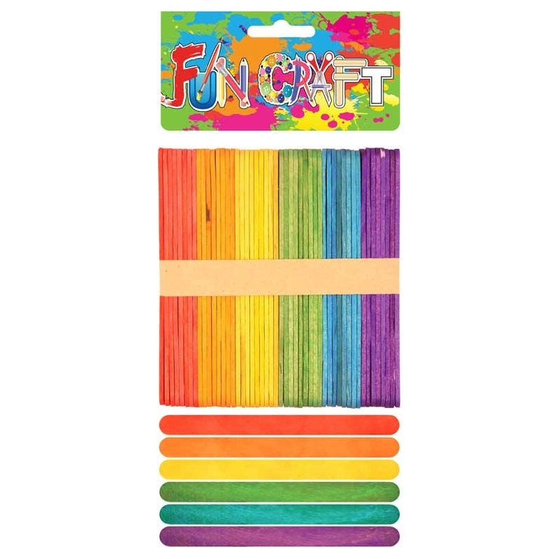 Craft Kit - Wooden Coloured Sticks - 72pk