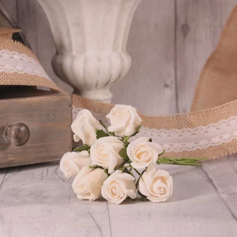 Foam Tea Rose Bud x8 Ivory