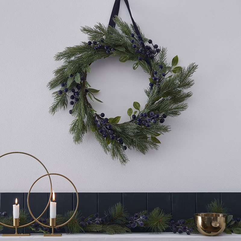 Foliage Christmas Wreath With Sloe Berries