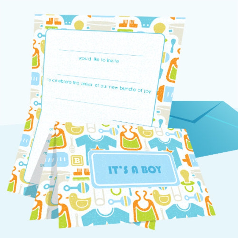 Invitations Fill-in - Baby Themed - Toys Boy 20pk
