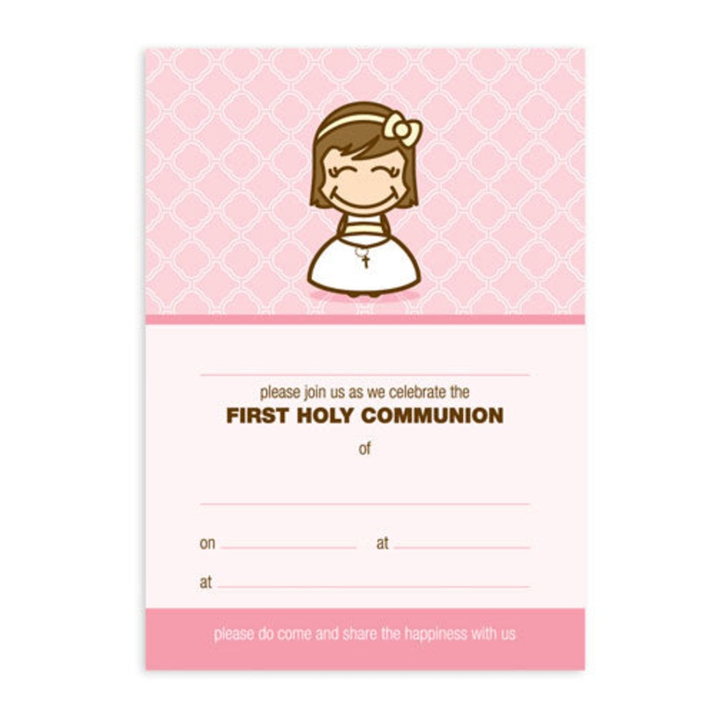 Invitations Fill-in - Holy Communion - Cartoon Design Girl 20pk