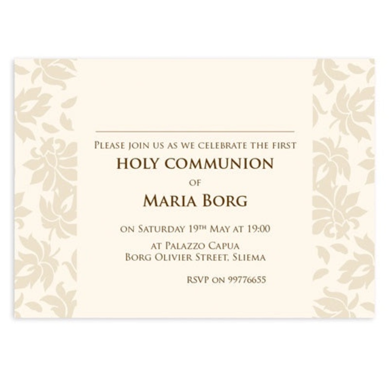 Invitations Personalized - Holy Communion - Floral Damask INV03-09