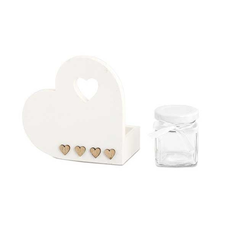 Ornamental Wooden Shelf and Jar - Heart Shape