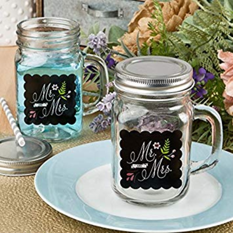 Sayings Collection 'Mr & Mrs' 12 Oz Glass Mason Jar