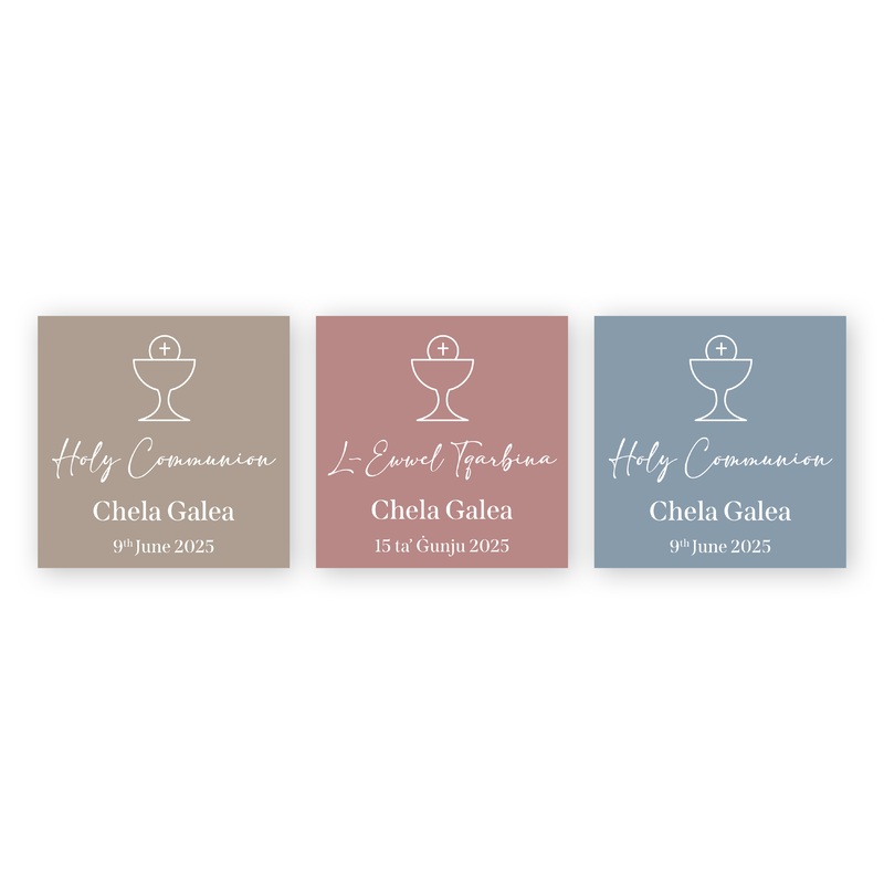 Tags Personalized - First Holy Communion - Chalice with Solid Background
