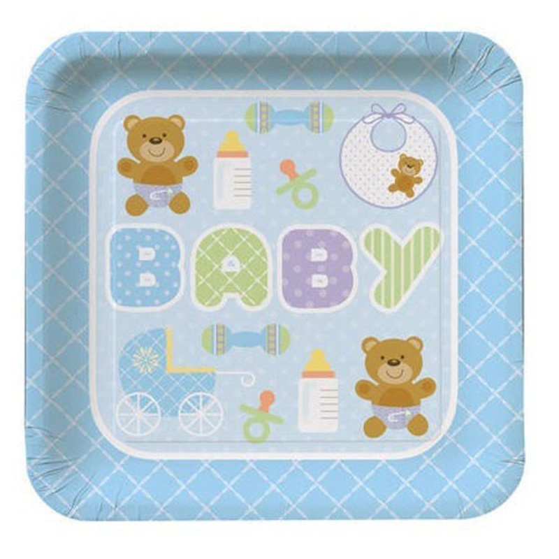 Teddy Baby Blue Dinner Plates
