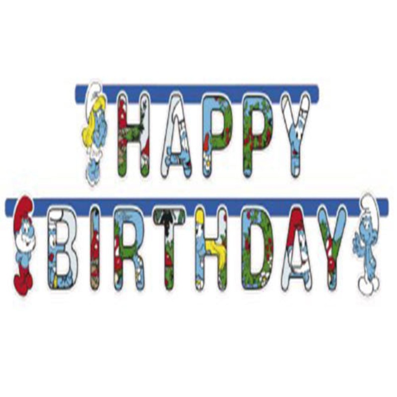 The Smurfs Party Letter Banner - 1.8M
